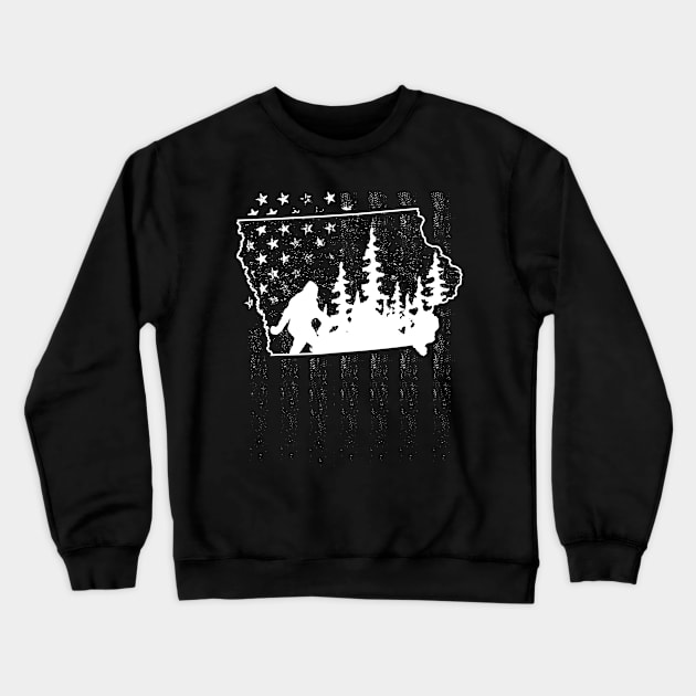 Iowa Bigfoot American Flag Crewneck Sweatshirt by Tesszero